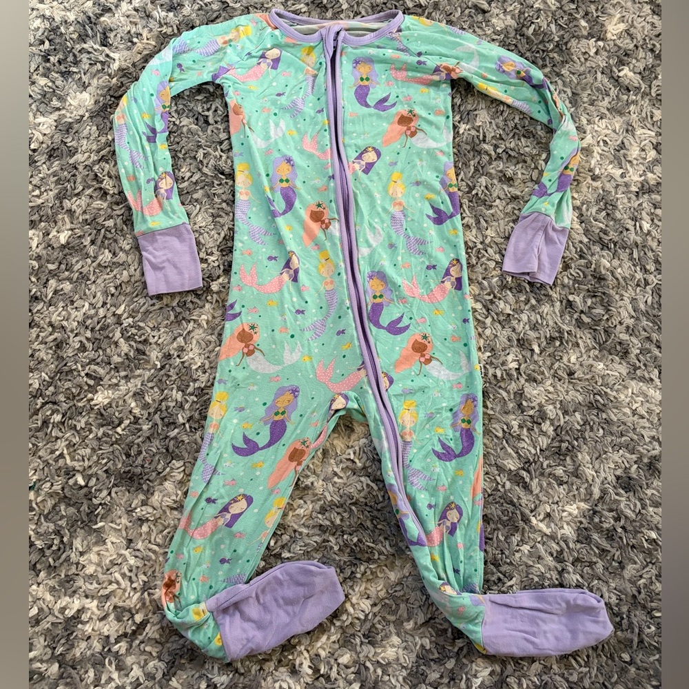 Little Sleepies Mermaid Magic Bamboo Zippy Girls Sz 3T